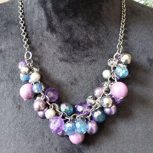 Womens Multicolor Multiple Beaded Cable Chain Necklace with Lobster Clasp